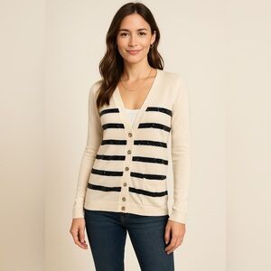 PINK by Victoria Secret v-neck cardigan 100% cotton sweater w/sequin accent NWOT